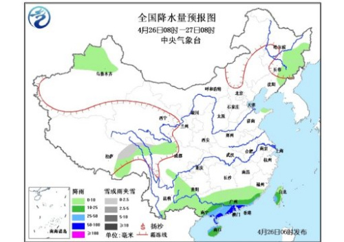 四川芦山地震灾区无明显降水华南有中到大雨