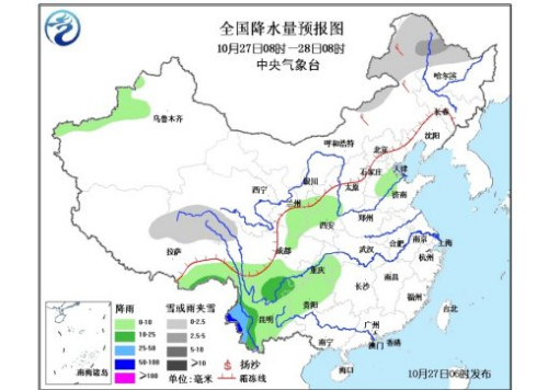 弱冷空气影响中国东北华北西南地区多阴雨天气