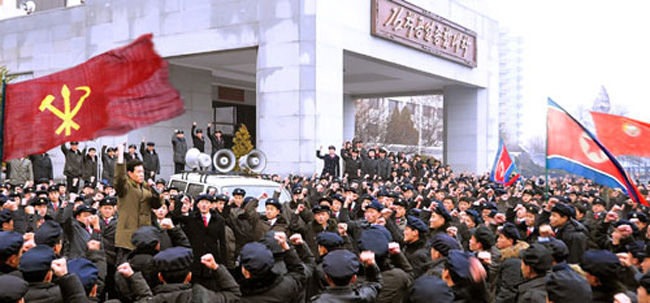 朝鲜青年大学生集会，称誓死拥护最高领导人金正恩。图片来源：朝鲜《劳动新闻》