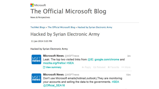 Microsoft&apos;s Having a Rough Day Thanks to the Syrian Electronic Army