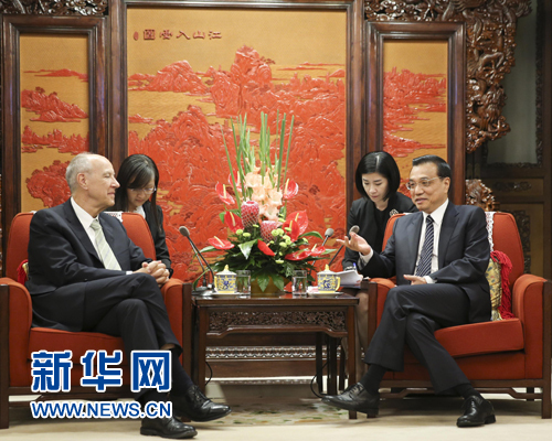 7月11日，国务院总理李克强在北京中南海紫光阁会见世界知识产权组织总干事高锐。 新华社记者丁林摄