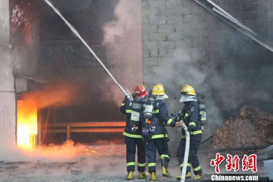 浙江丽水一海绵制品厂突发大火烧了2000平米厂房