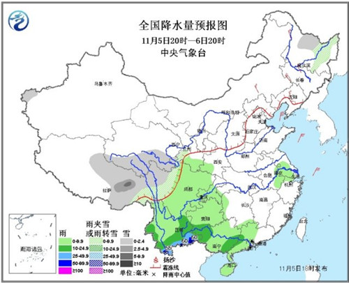 江南华南局地有暴雨东北华北大部将降温4～6℃