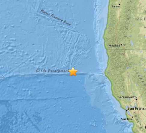 美国加州附近海域发生5.5级地震震源深10千米