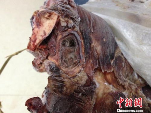 图为查获的大熊猫肉　云南省森林公安局供图　摄