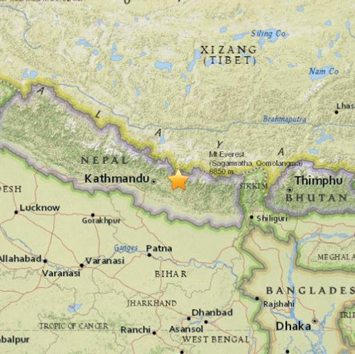 尼泊尔东部发生5.0级地震震源深度10公里