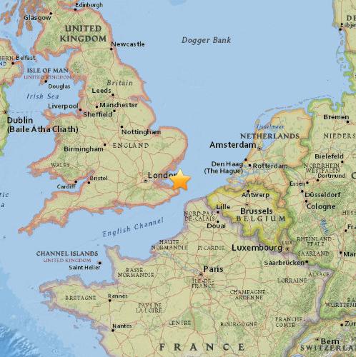 英国东南部发生4.0级地震震中距伦敦约100公里