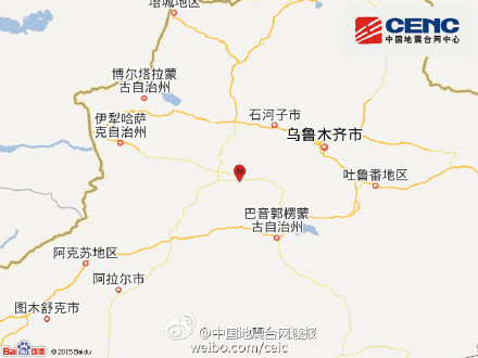 新疆和静县发生3.3级地震震源深度8千米