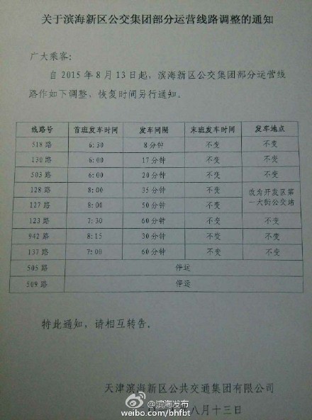 天津滨海公交十条运营线路调整恢复时间未定