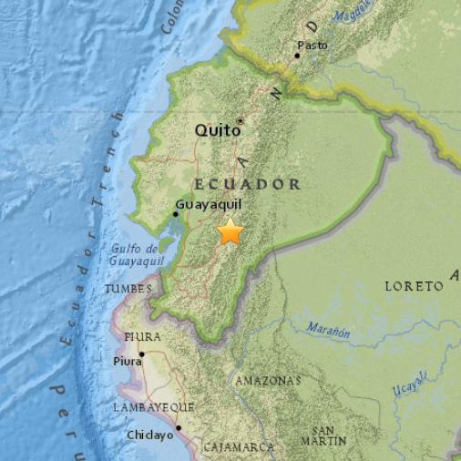 厄瓜多尔发生5.4级地震震源深度104.8公里