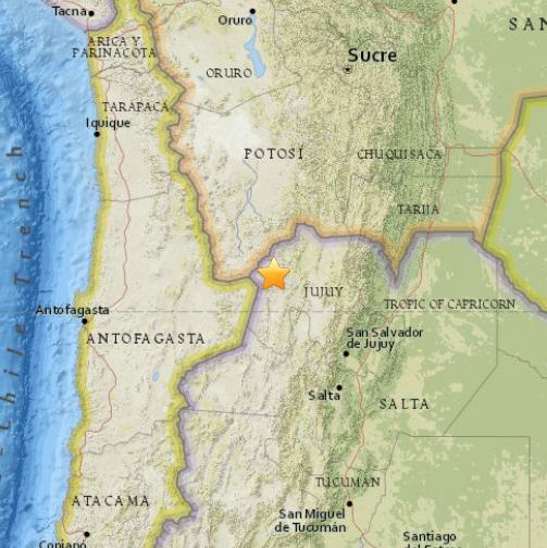 阿根廷北部发生5.1级地震震源深度211.4公里