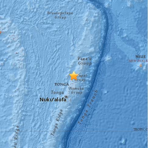 汤加海域发生里氏5.2级地震震源深度74.9公里