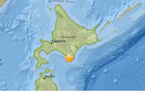 日本北海道附近发生6.7级地震震源深度47公里