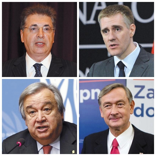 男候选人：按顺时针顺序分别为斯尔詹·克里姆、伊戈尔·卢克希奇、达尼洛·蒂尔克、安东尼奥·古特雷斯