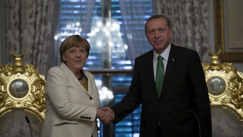 资料图：德国总理默克尔和土耳其总统埃尔多安