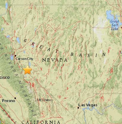 美国内华达州西部发生5.8级地震震源深度19公里