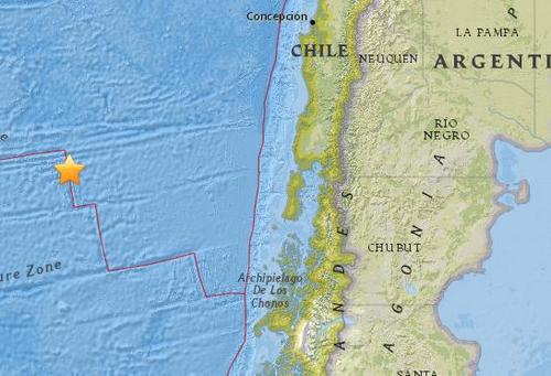 智利海隆以西海域5.3级地震震源深度10公里