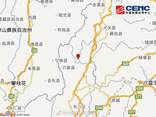 云南昭通市鲁甸县发生3.6级地震震源深度5千米