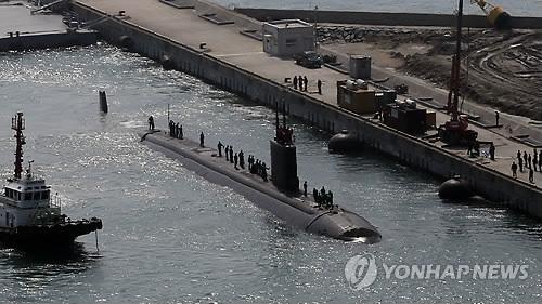 资料图片：“夏延”号核潜艇。（图片来源：韩联社）