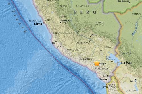 秘鲁南部地区发生5.3级地震震源深度92.6公里