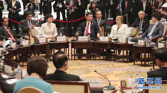 　　11月10日，国家主席习近平出席在越南岘港举行的亚太经合组织领导人与东盟领导人对话会。 新华社记者 丁林 摄