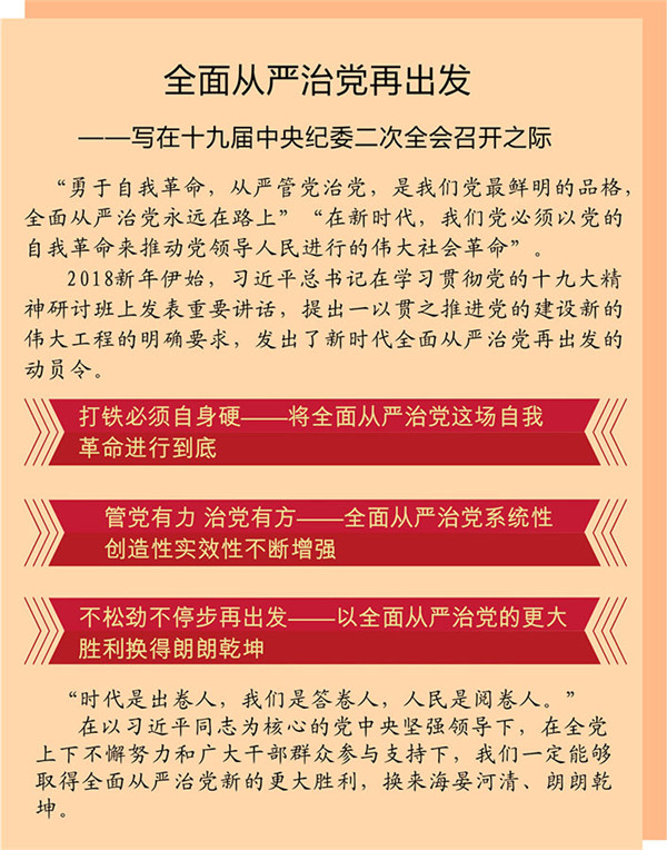 全面从严治党再出发——写在十九届中央纪委二次全会召开之际