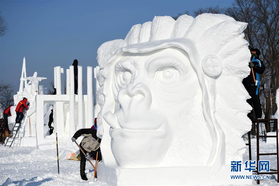 （文化）（4）国际雪雕比赛忙 