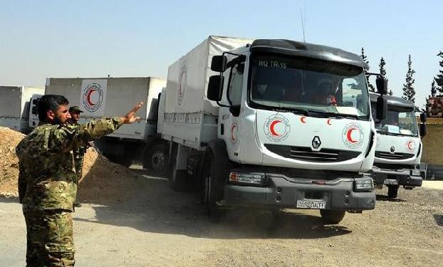 （国际）（1）人道主义救援物资进入叙利亚东古塔地区