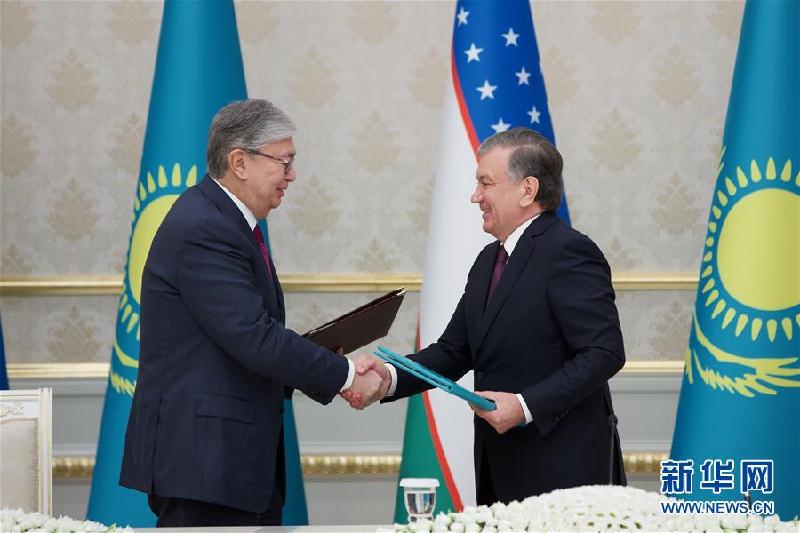 （国际）（2）哈萨克斯坦总统访问乌兹别克斯坦 双方表示将加强两国战略伙伴关系