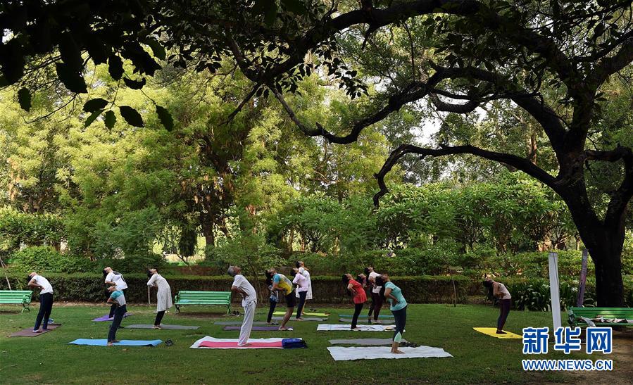 （国际）（2）印度民众迎接国际瑜伽日