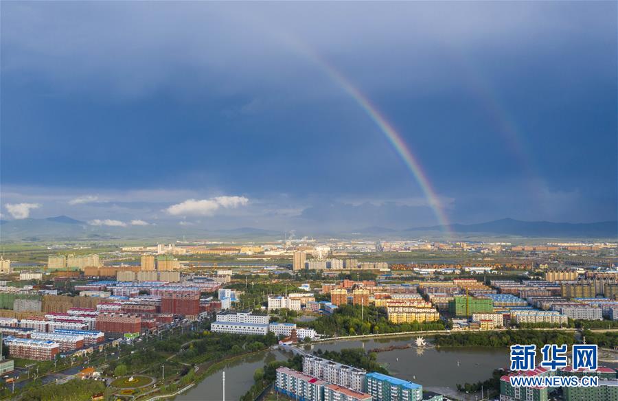 （环境）（1）吉林珲春出现双彩虹