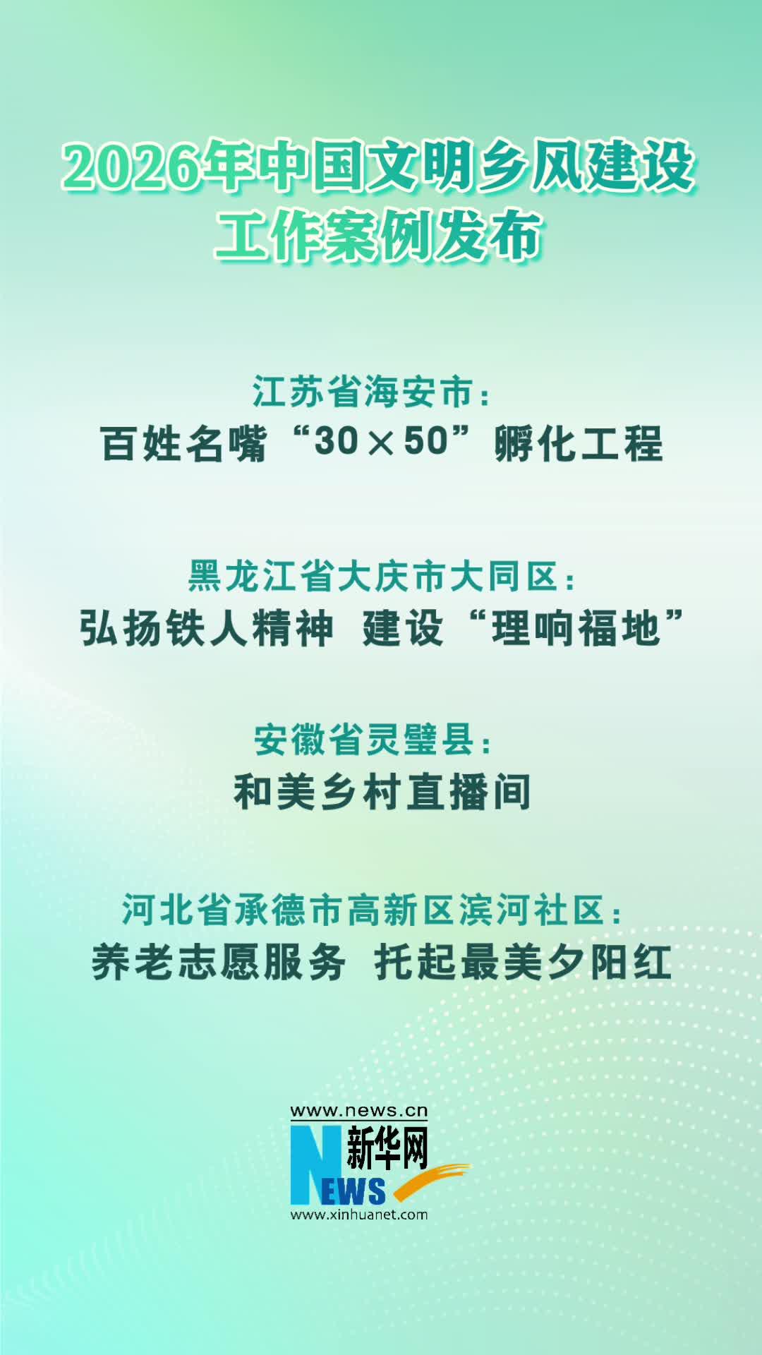 2026年中国文明乡风建设工作案例发布