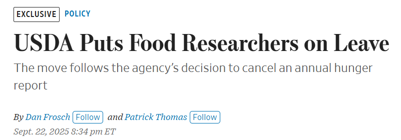 美媒：负责美国饥饿状况调查的团队被“休假”
