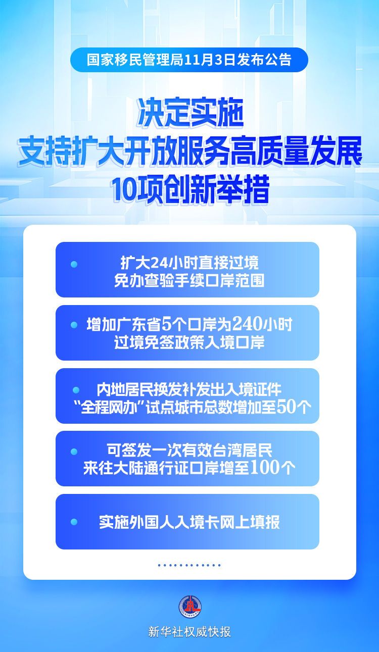 新华社权威快报｜国家移民管理局推出支持扩大开放服务高质量发展10项创新举措